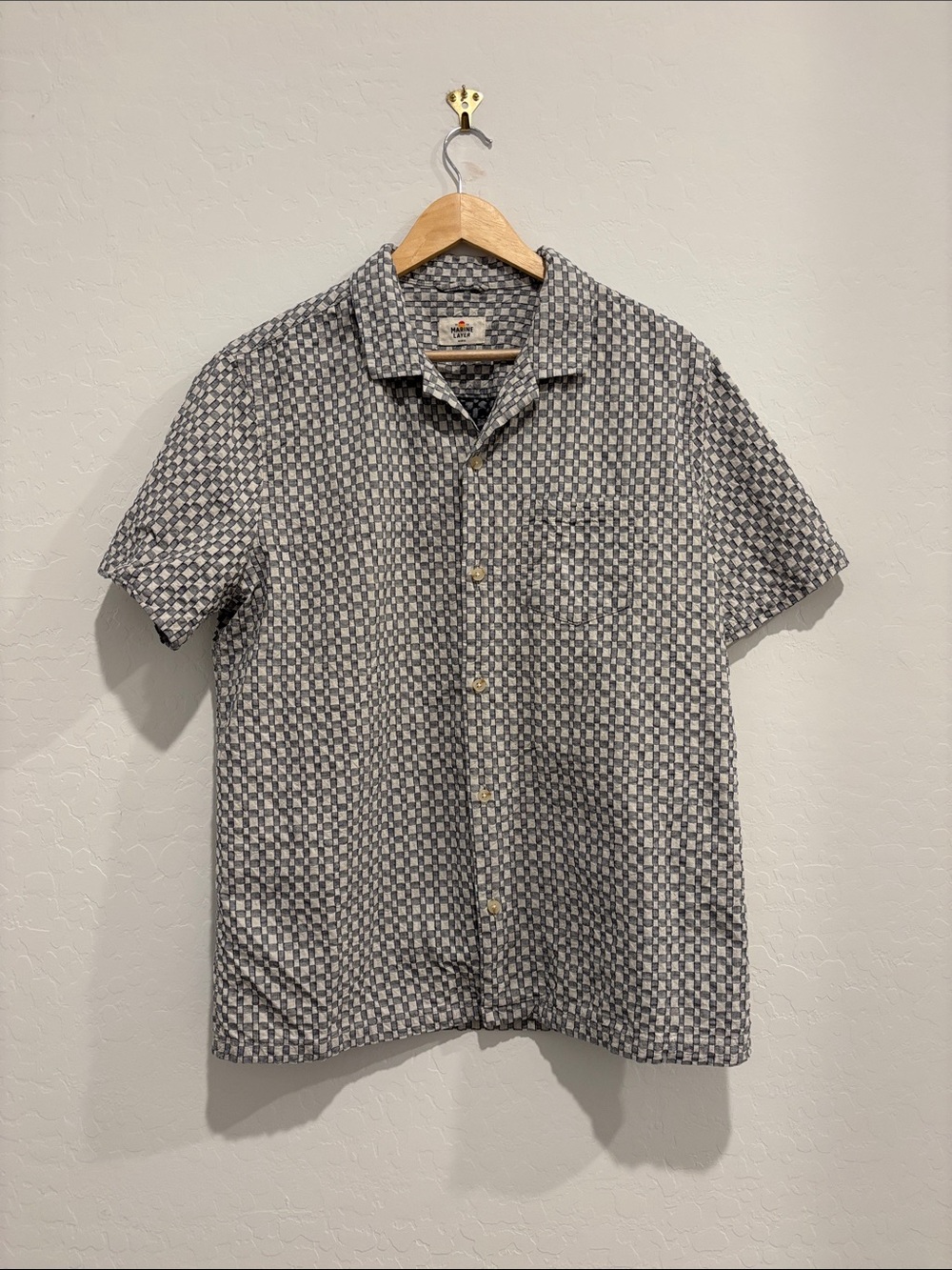 Marine Layer Gray Pattern Short-Sleeve Button-Down Shirt